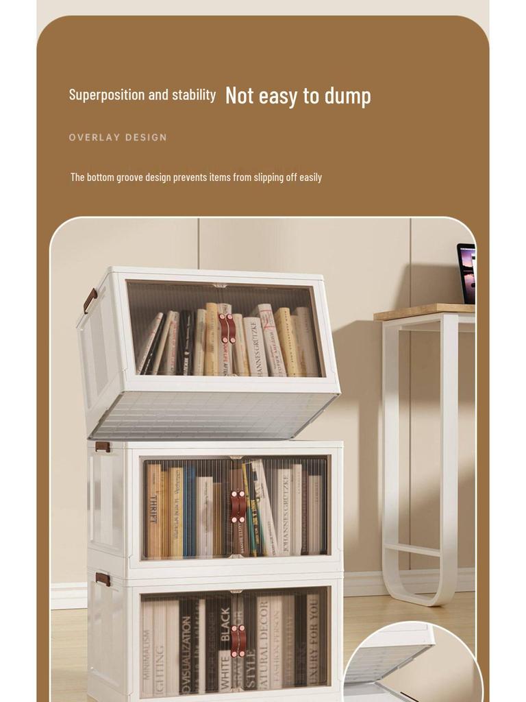 Foldable Children's No-Assembly Dustproof Bookshelf & Floor-Standing Multi-Layer Storage Rack