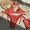 Lace Up Bikini Bathing Suit Sleeveless Knitting Swimsuit Fashion 3 in 1 Swimwear Set  Beach