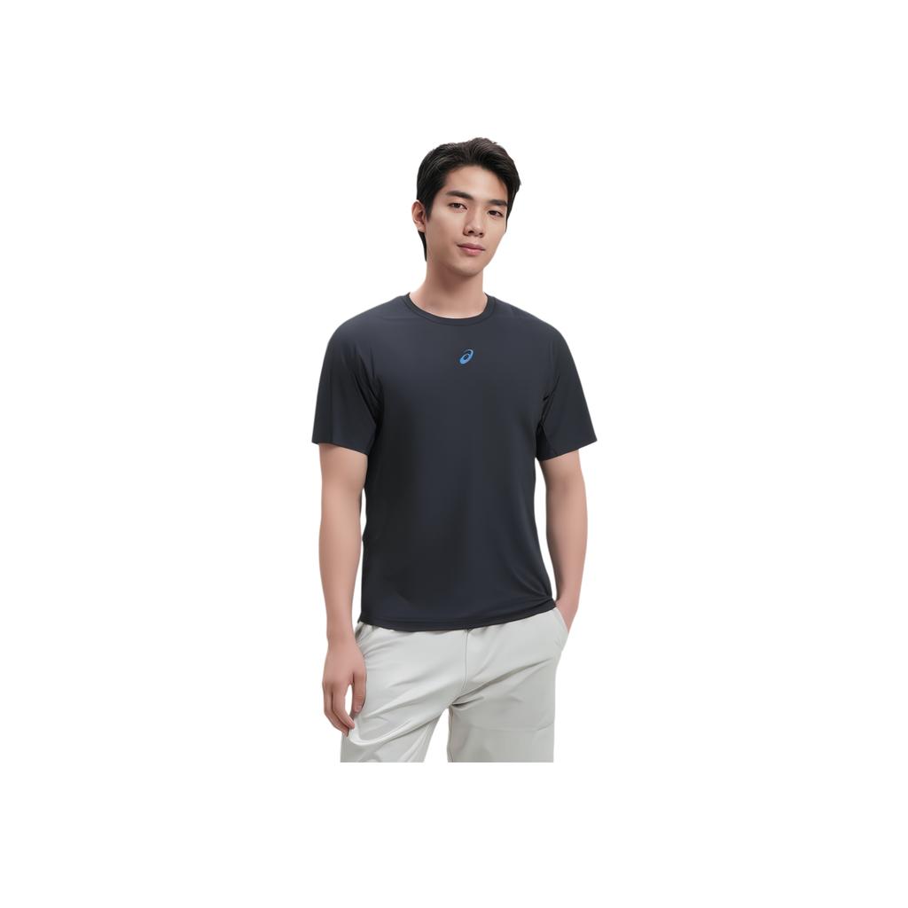 Asics Outdoor Casual Crew Neck Pullover Solid Color Short Sleeve T-Shirt Men Tops Black 2011D077-001