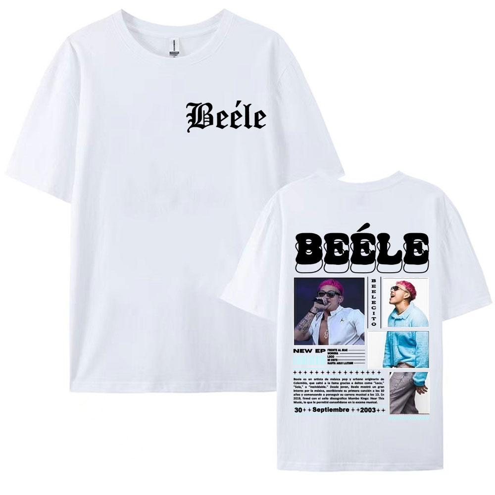 Rapper Beelecito Album Tour 2025 Double Sided Printed Tee Shirt for Men Hip Hop Vintage T Shirt Unisex Casual Tshirt Streetwear