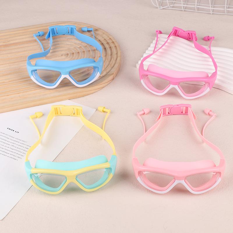 Profesjonelle Svømmebriller Barn Svømmebriller Med Ørepropper Anti-dugg UV Silikon Vanntett Svømmeutstyr For Barn