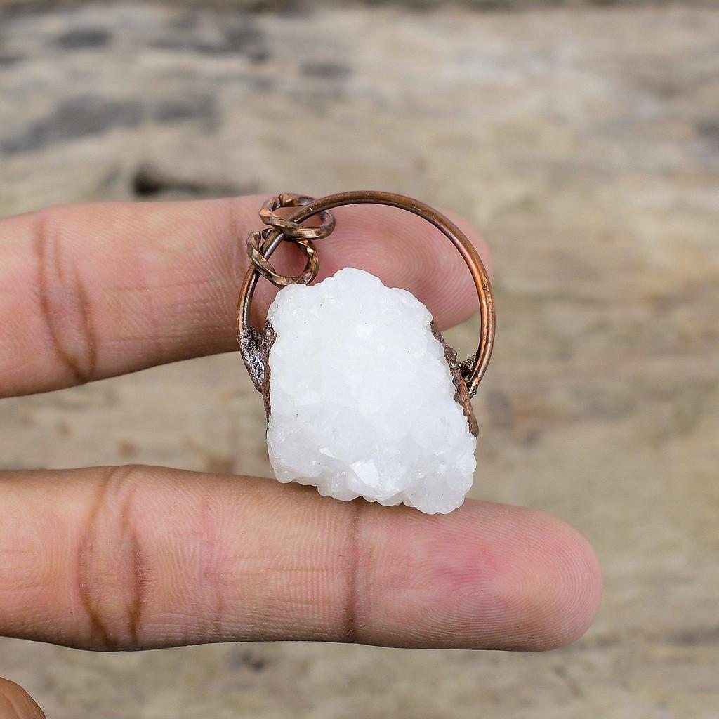 Pendentif Druzy en pierre de lune arc-en-ciel Pendentif en cuivre électroformé Pendentif fait main Pendentif en pierre précieuse Bijoux électroformés Pendentif unique pour cadeau