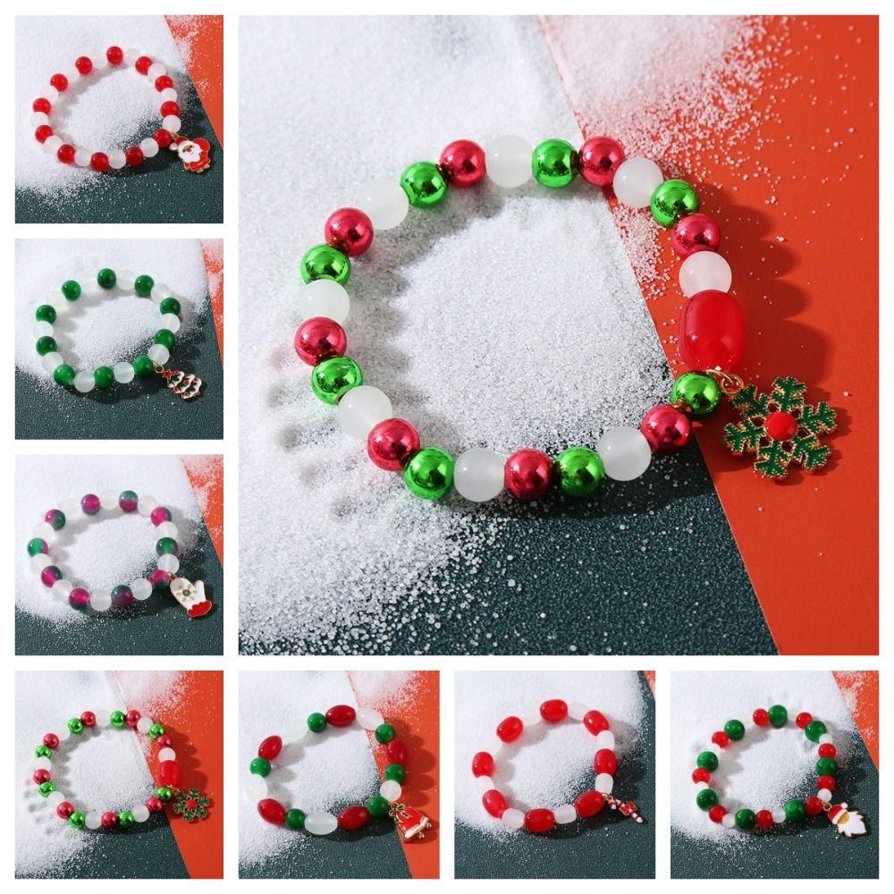 

Kriss Kringle Candy Cane Xmas Bracelet Father Christmas Beaded Xmas Bracelet Xmas