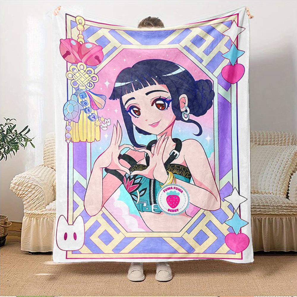 K-POP Anime Girls Group Four Seasons Soft Warm Blanket All-Season Thick Knit Polyester Bedspread for Bed, Camping, Travel Perfect Gift