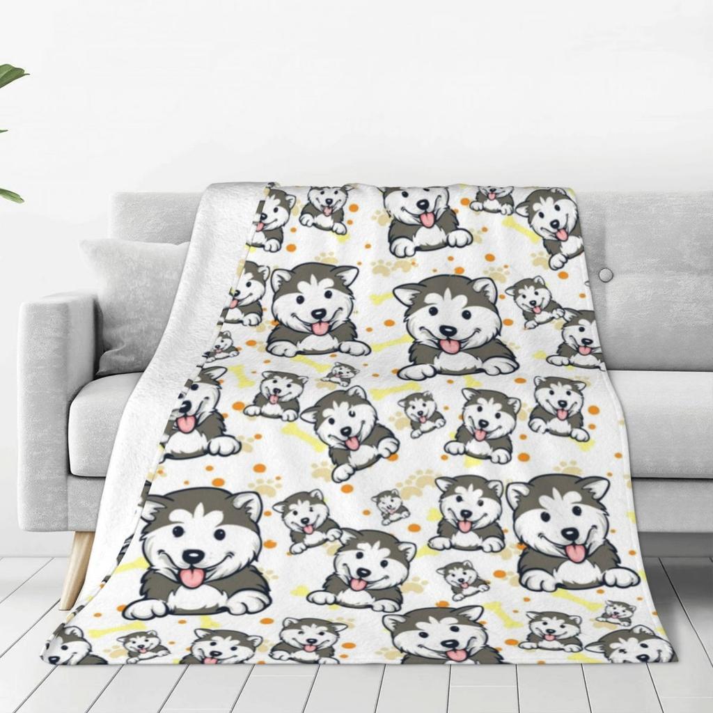 Cute Puppy Husky Flannel Blankets 3D Animal Dog Lovely Cool Customized Throw Blanket Sofa Bedding Lounge 200x150cm Plush Thin
