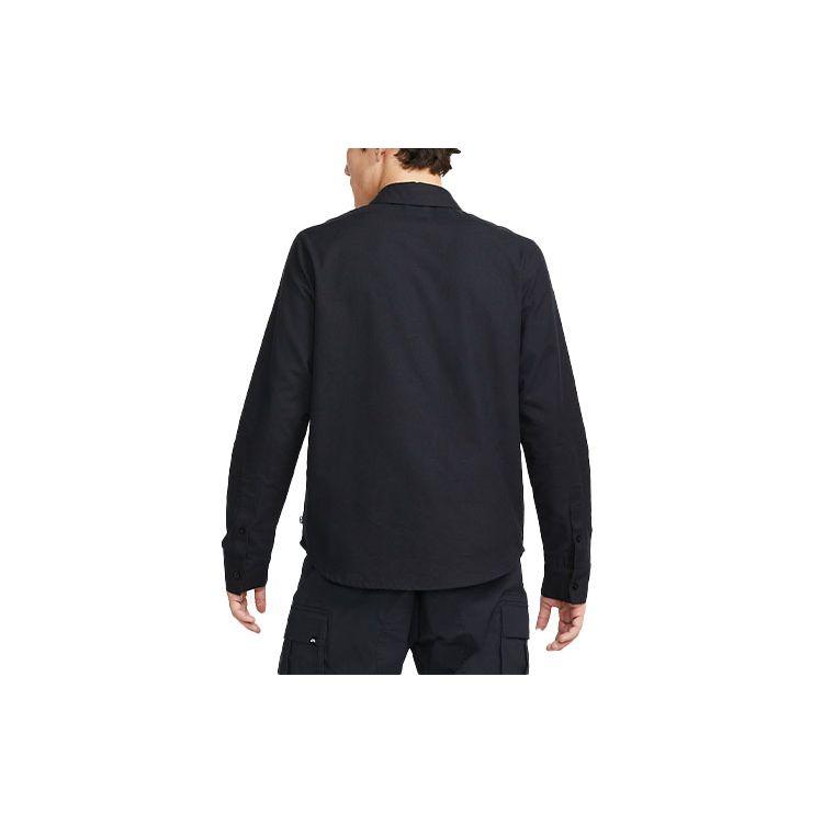 Nike Solid Color Pocket Flannel Skateboard Long Sleeve Shirt Men Tops Black DA4168-010