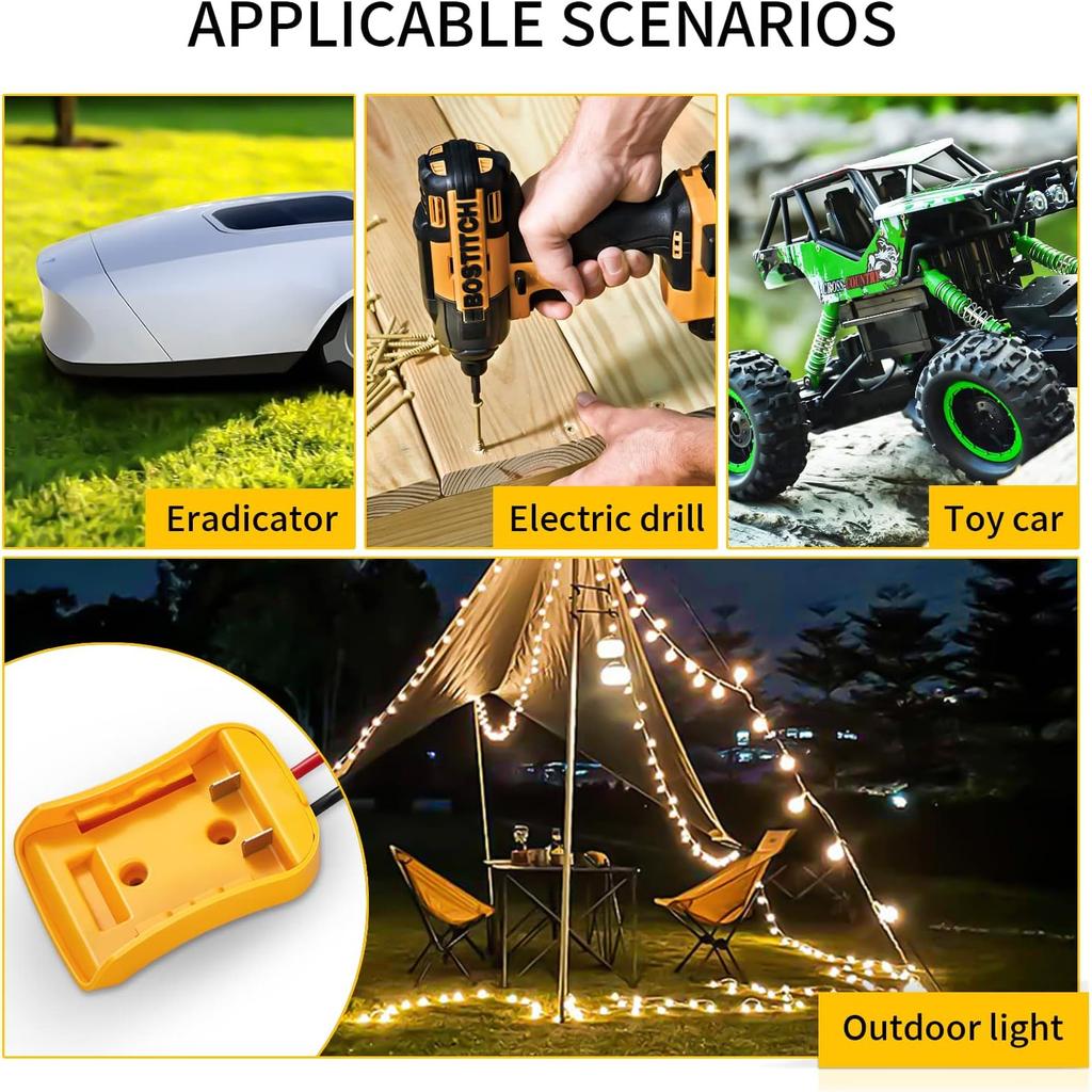 Power Wheel Adapter for Dewalt 20V Battery Series with Fuse, Switch & Wire Terminal, 3Pcs 30A Fuse, 12 AWG Wire Battery Converter Connector DIY for