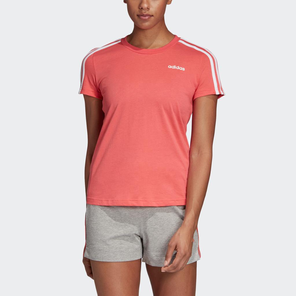 Adidas W E 3S Slim Tee Classic Three Stripes Sports Short Sleeve T-Shirt Women Tops Pink DU0634