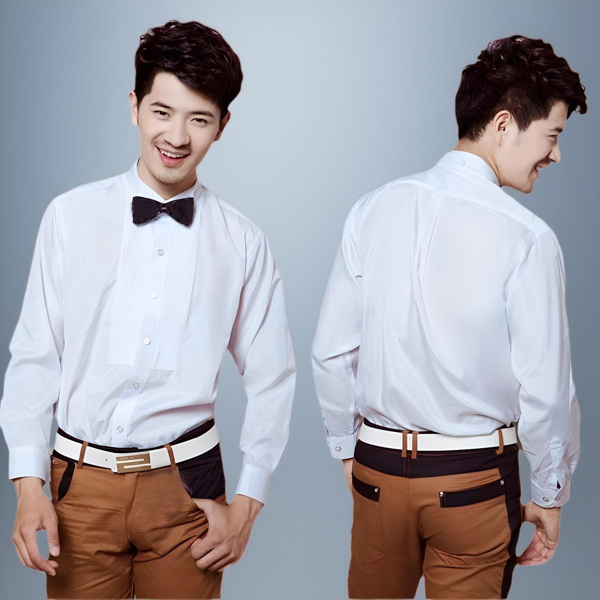 

Men s Long Sleeve White Formal Shirt for Stage and Recitation Performance 40 (Height 170 cm) белый