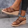 Roman Shoes Versatile Thick Soled Wedge Heel Cross Strap Height Increasing Casual Shoes Thick Soled Slippers