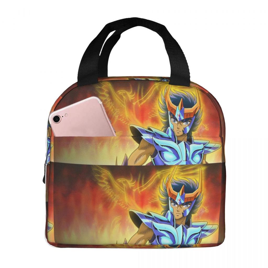 Knights Of The Zodiac Pegasus Gold Insulated Lunch Bag for Women Kids Leakproof Food Boxes Thermal Lunch Box Tote