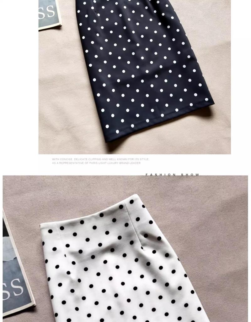 Jupe Midi Bodycon Rétro à Pois Taille Haute – Mode Printemps/Été