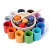 Ball Educational Wooden Cup Set For Childrens Color Recognition Cognitive Skills
