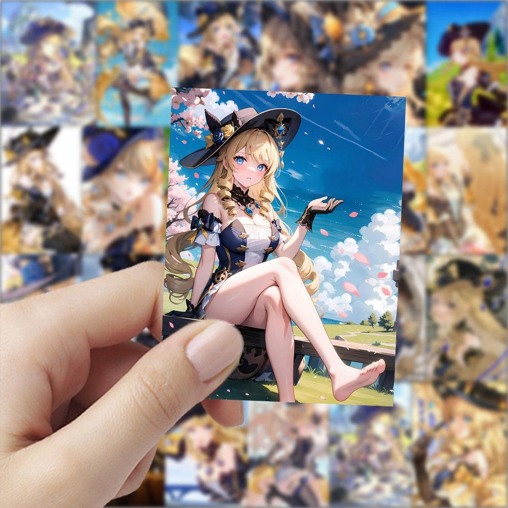 63 Pieces of Genshin Impact Navia-themed Peripheral Stickers for Decorating Mobile Phones and Waterproof Decals
