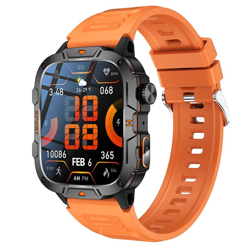 QX12 Smart Watch LED Flashlight 1.96inch Large Screen Bluetooth Calling AI Voice SOS Men Women Smartwatch Sports Fitness Tracker