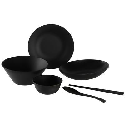 Rebirth Natural Series Zastawa Stołowa Idealna dla Singla Zawiera Pałeczki i Wykonana z Lekkiego Zestawu Można Myć w Zmywarce i Używać w Mikrofalówce, Mieszkalny, Łyżka,