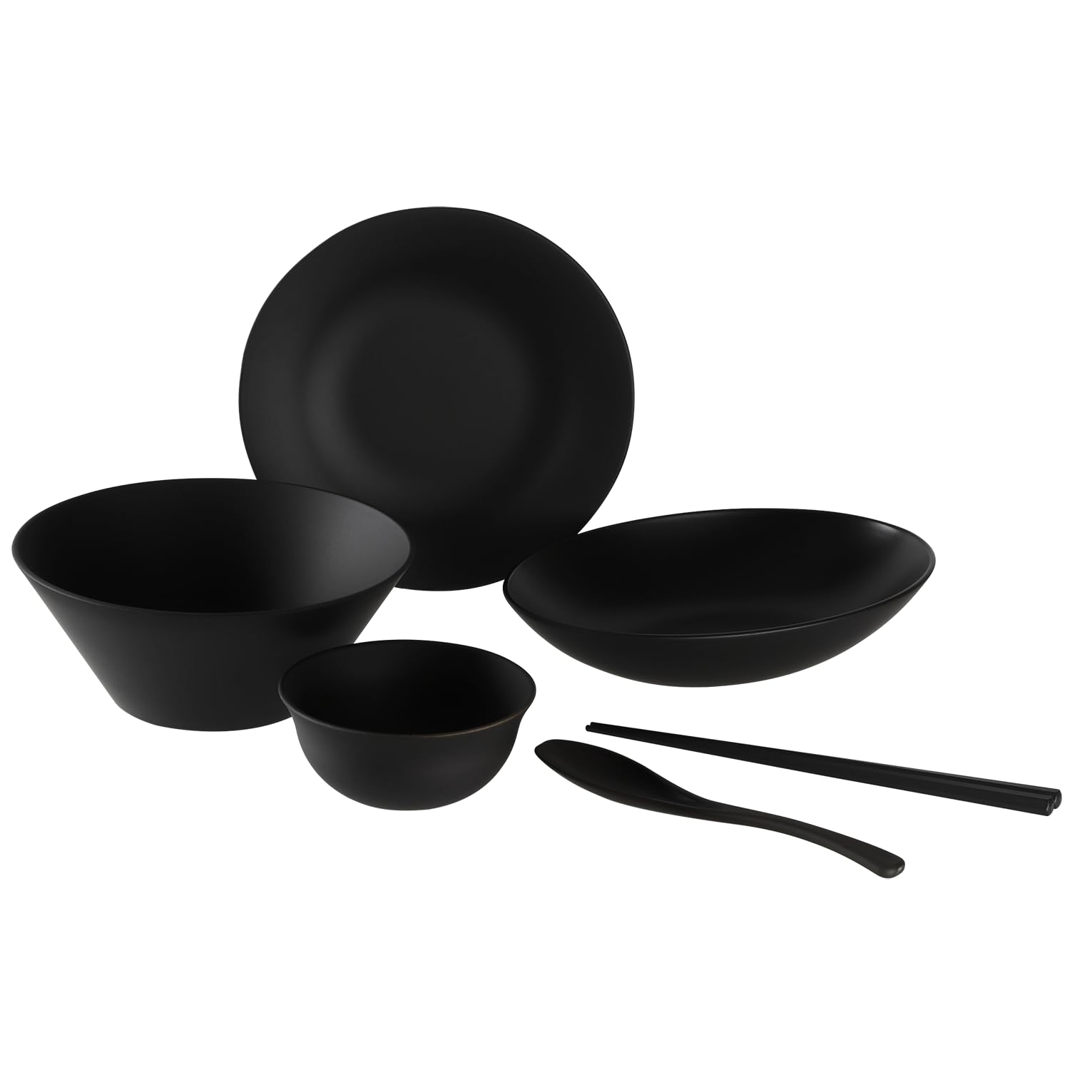 

Набор посуды Rebirth Natural Series, Идеально подходит для одиночного проживания, Включает палочки для еды и ложку, Черный, Сделано в Японии, Легкий пластик,