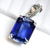 Natural Blue Sapphire Pendant 925 Sterling Silver Emerald Cut 18ct Gem September Birthday Birthstone