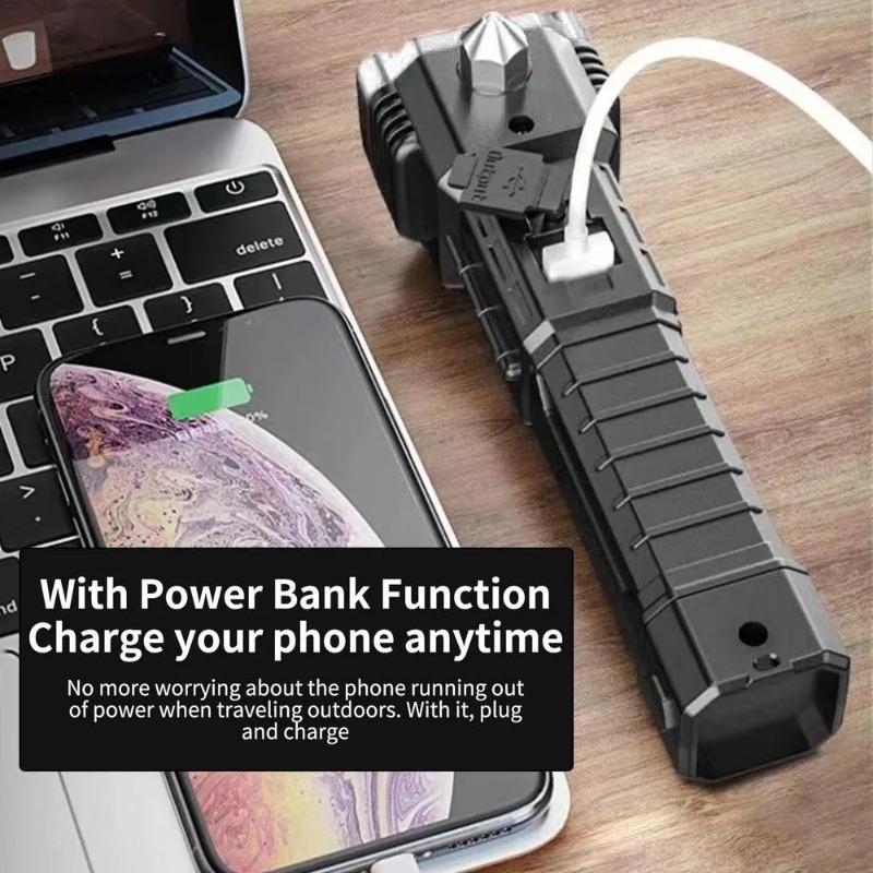 Automobile Safety Hammer Light, Seat Belt Cutting Tool, Glass Crusher Rescue Tool, Outdoor Charging Lamp