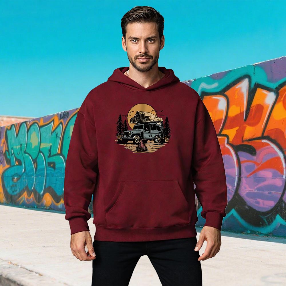 2025 New Hot-selling Men's Autumn and Winter Car Printing Sweatshirt Sweater Versatile Sports and Leisure Loose Hoodies Sweater