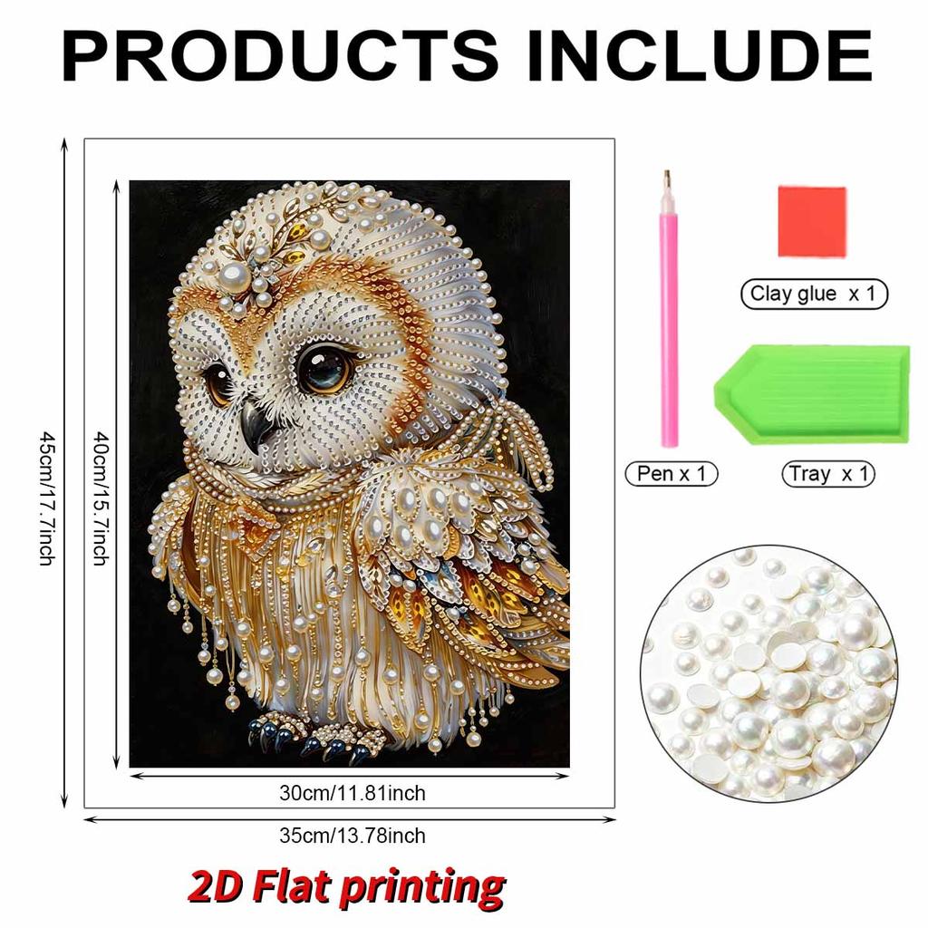 DIY Owl Pearl Art Painting for Adults/Beginners Gift Home Decor Pearl Gem Paintings Picture Arts Craft 30x40cm Without Frame