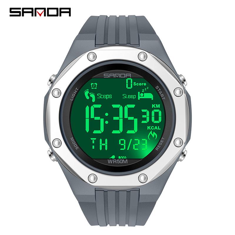 Sanda Multifunctional Youth Sports Watch with Pedometer & Calorie Tracker - Trendy Single-Chip Electronic Design