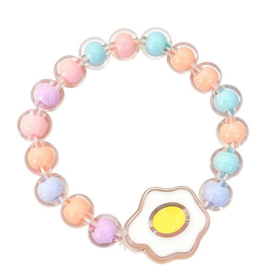 Bracelet for Kids Macaron Elastic Wristband Color Beads Cartoon D