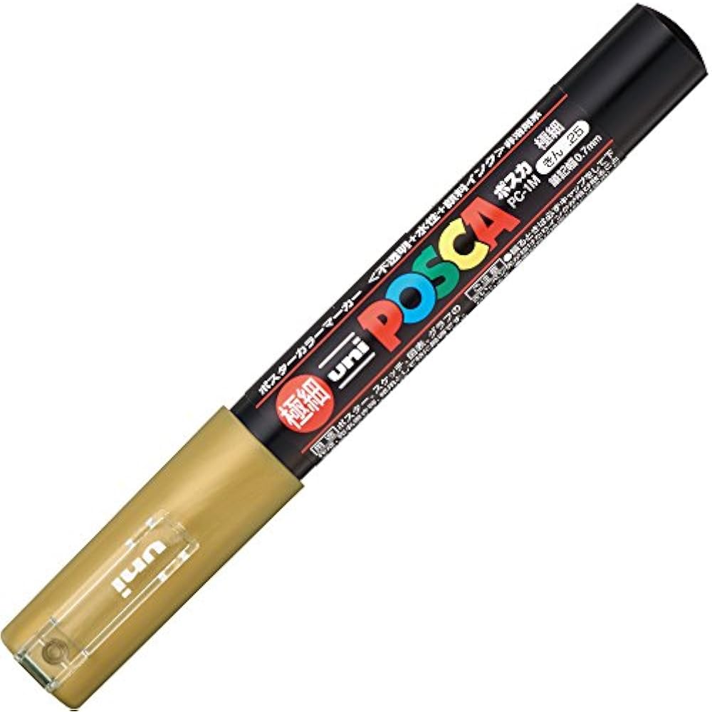 Mitsubishi Pencil Water-based Sign Pen Uniposca Ultra Fine Gold PC1M.25, Pack of 10