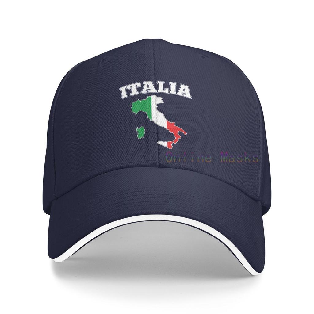 Italien Karte Flagge Vintage Baseball Caps Sandwich Cap Baumwolle Sommer Outdoor Sonnenhut Unisex Damen Unisex Erwachsene Washed Denim Verstellbar