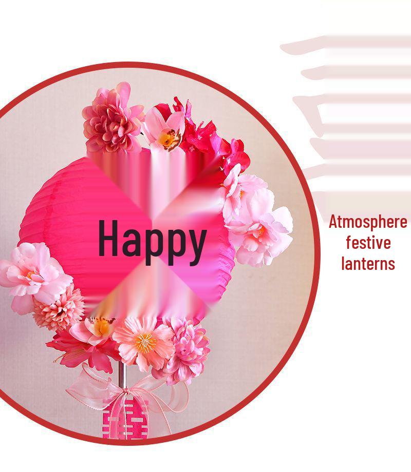 Double Happiness Wedding Lanterns & Floral Columns Set for Engagement and Bridal Photo Props