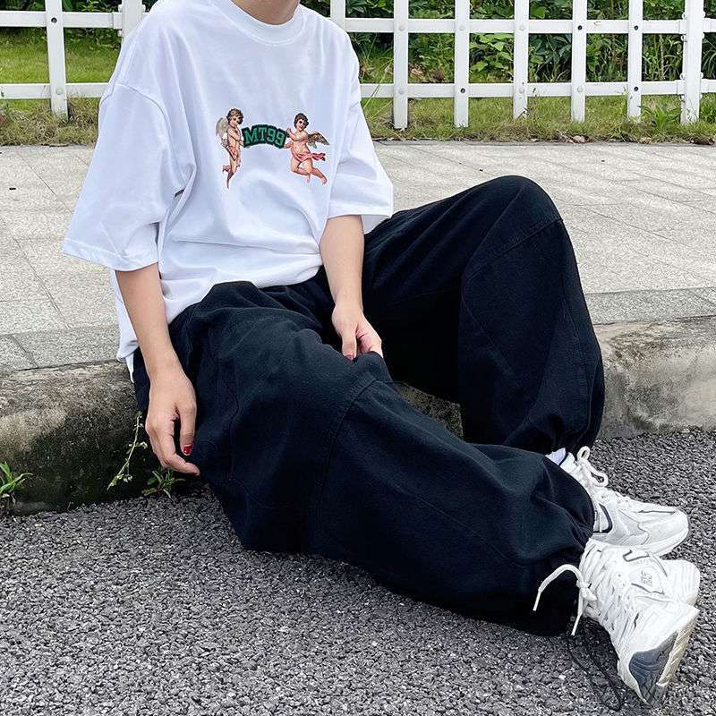 Casual Oversize Cargo Pants Men Streetwear Solid Harajuku Loose Straight Trousers Wide-leg Baggy Pants for Man