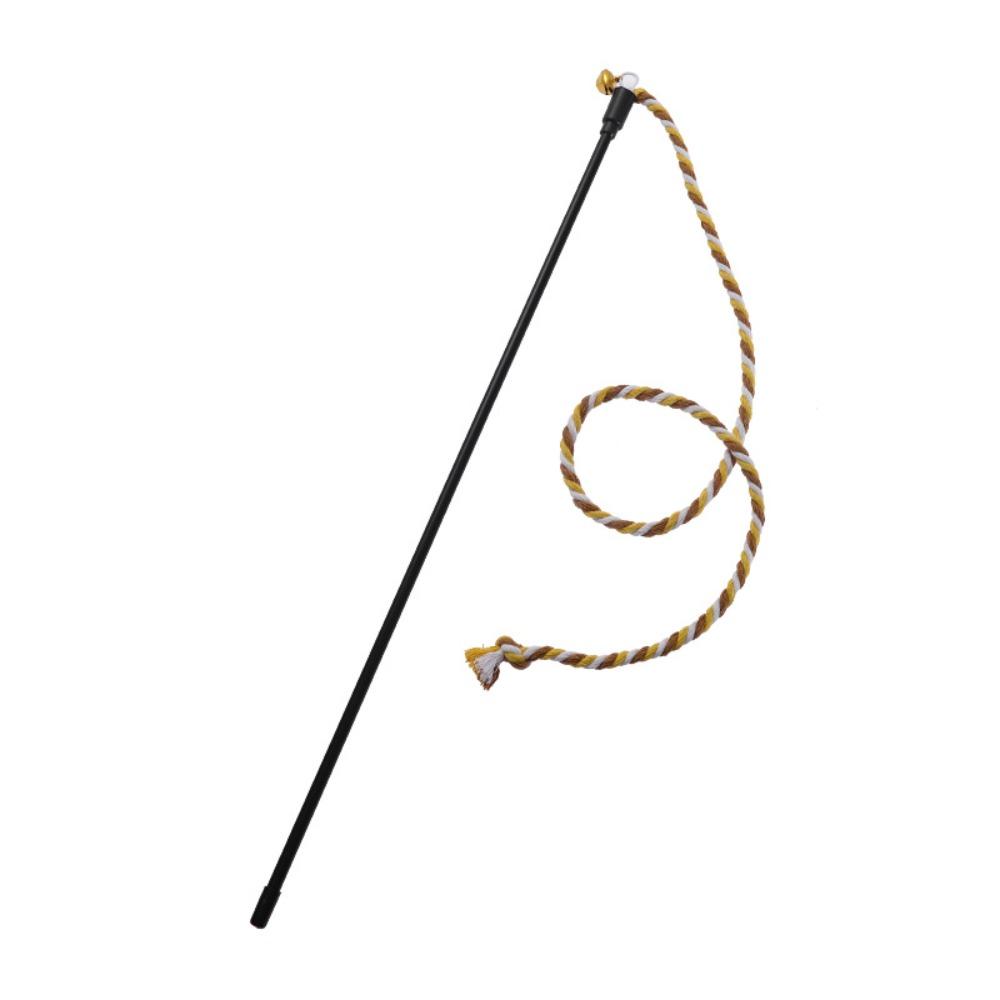 High Quality with Bell Cat Wand Cotton Rope Interactive Play Cat Wand Toy Bite Resistant Cat Teaser Stick Pet жёлтый