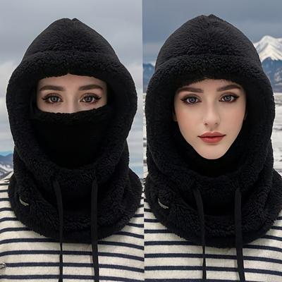 Winter Plüsch Kältemaske Mütze - Elastischer Kordelzugverschluss, Leicht und Warm Warme und Winddichte Ohrenschutzmütze mit zusätzlichem Fleece
