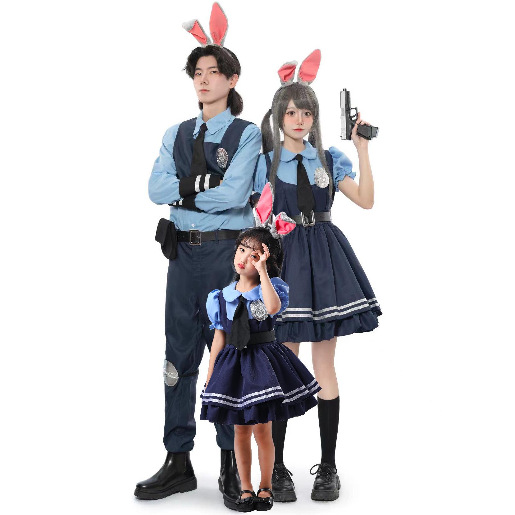 

Family parent-child clothing, stage performance clothing, anime cos rabbit clothing, cosplay Judy Rabbit Sheriff uniform XL