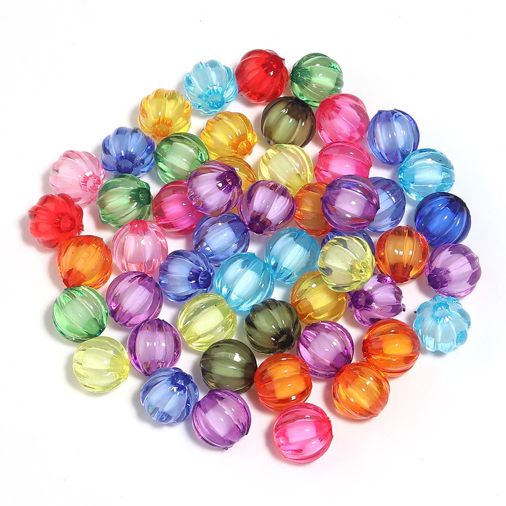 20-50pcs Candy Colored Acrylic Beads Pumpkin Star Butterfly Shape Loose Spaced Beads For DIY Fashion Bracelet Keychain Accessory