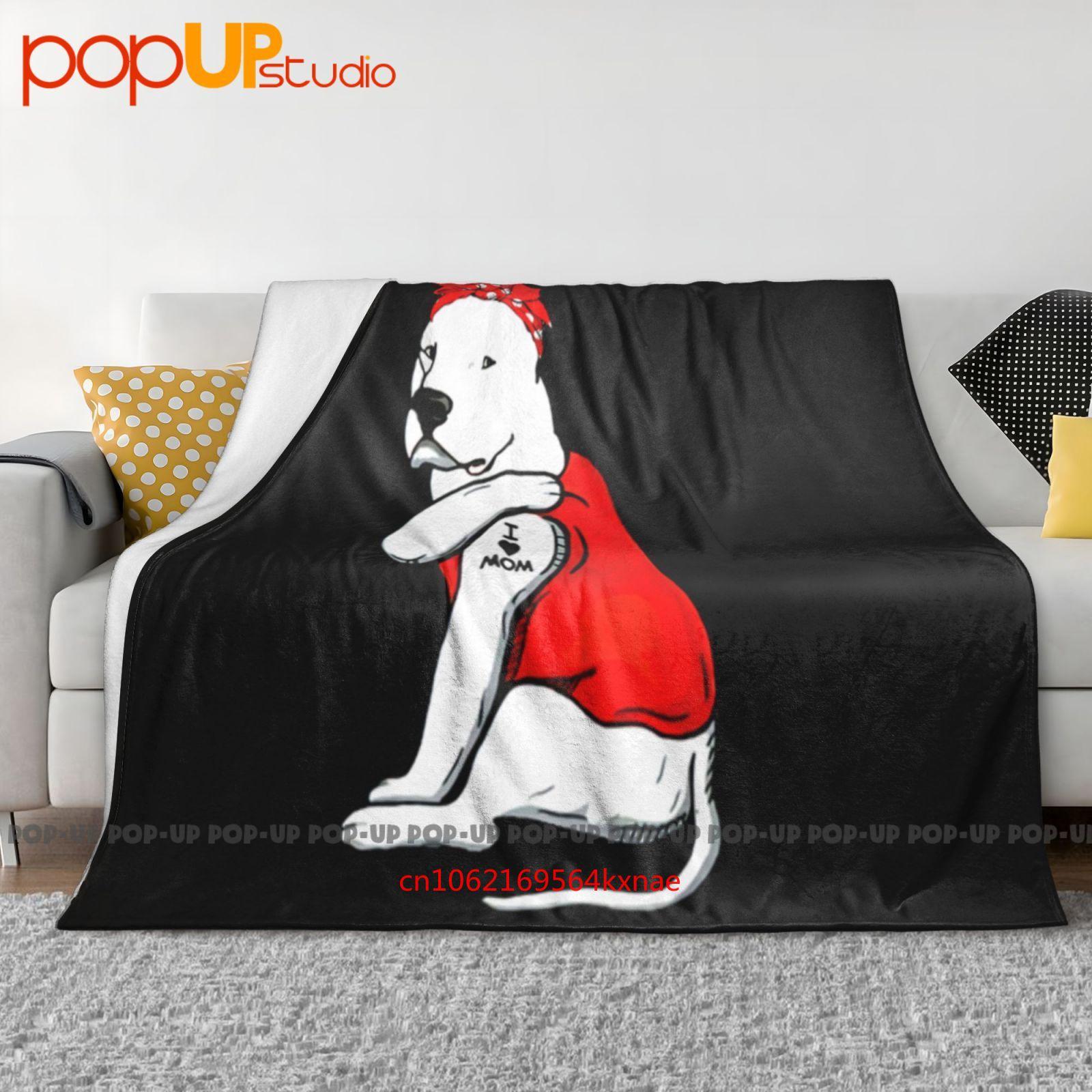 Dogo Argentino Dog Tattoo I Love Mom Ultra-Soft Blanket Quilt Winter Sofa Cover Bed Covers 30x40in