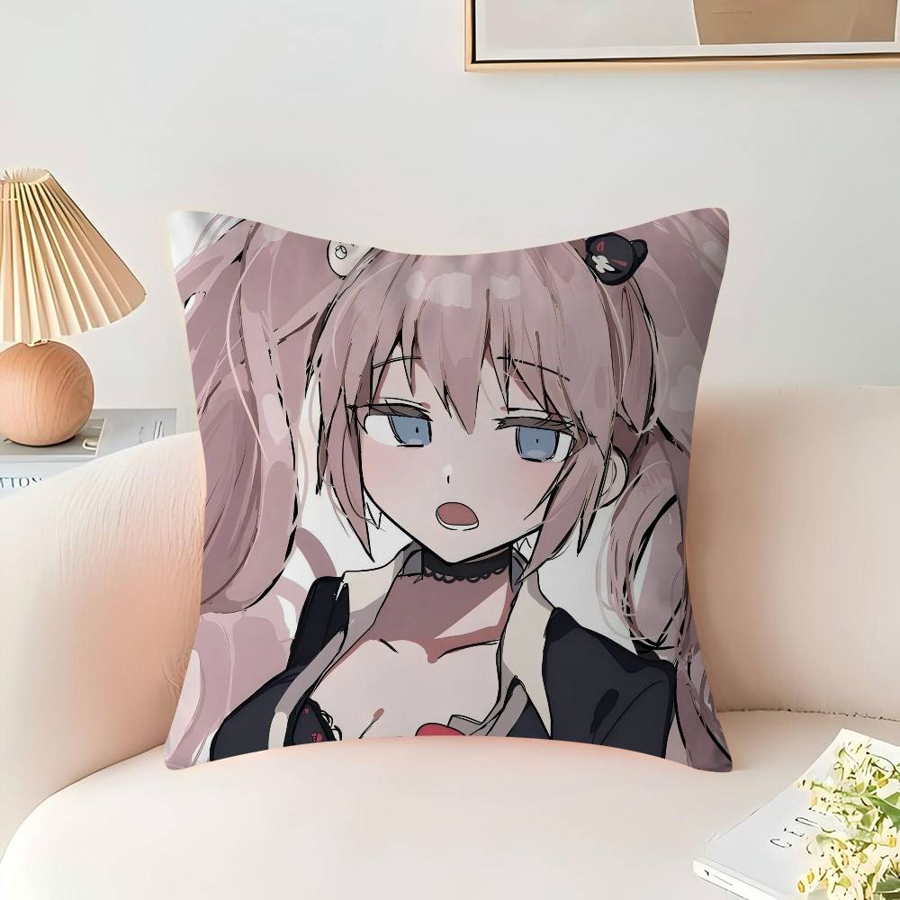 Anime E-Enoshima-Junko Throw Pillow Cover 45x45cm Soft Cozy Decorative Pillowcase Covers With Zipper For Couch Sofa Bedroom