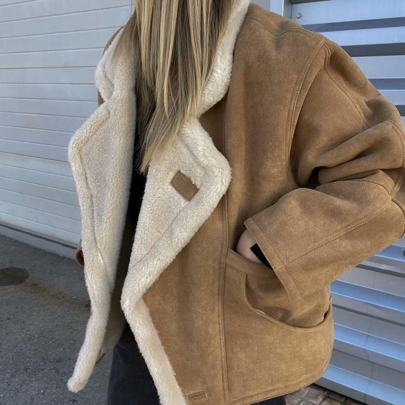 Women Coat Autumn and Winter New Women's Fashion Loose and Warm Retro Lamb Wool Coat