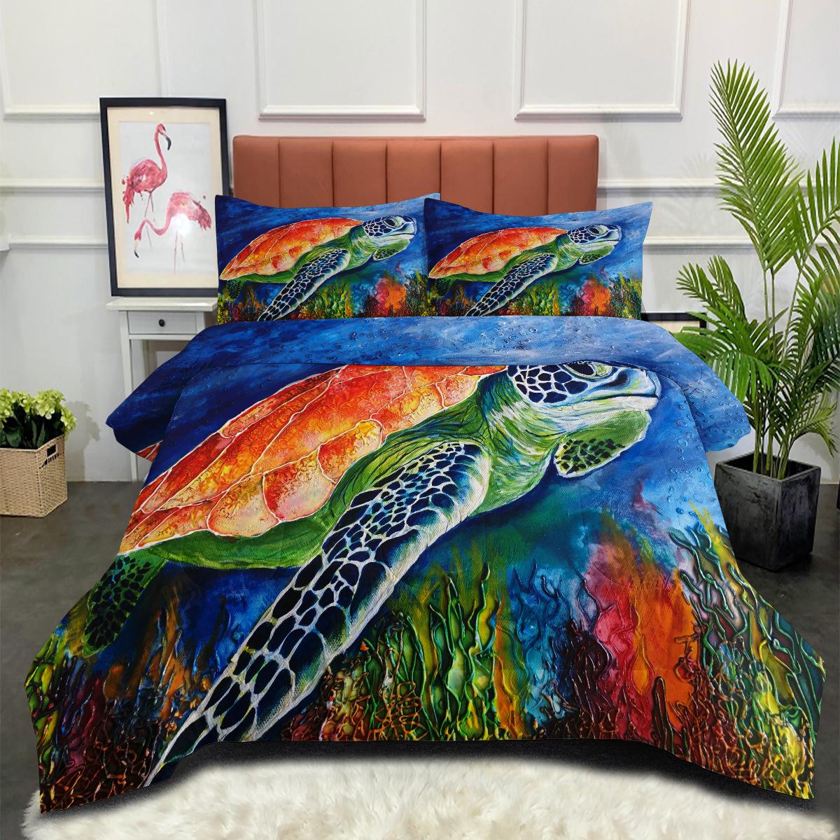 Digital Printing Supplies for Colorful Turtle Fat Quilt - Feather Silk Cotton Thickened Quilt Mockup 140*200cm