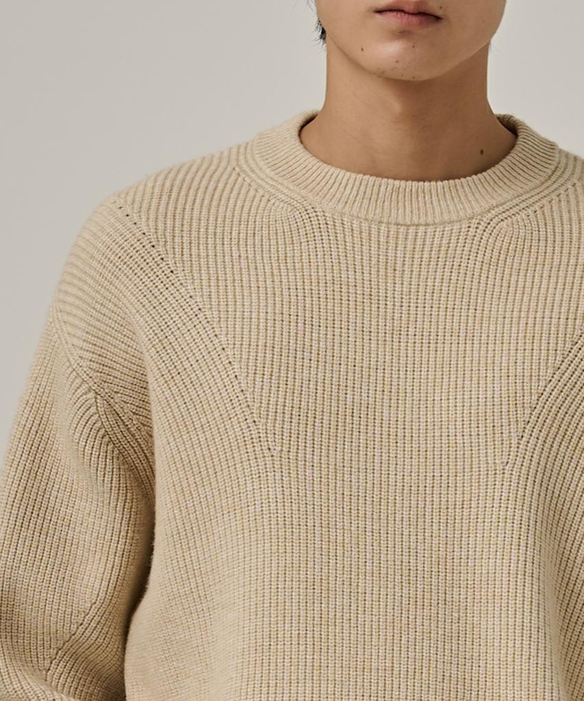ANALOG MOOD Semi-Overfit Hazzi Daily Round Knit (Oatmeal)
