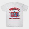 Camiseta Masculina com Estampa Preta Proteja a Radiodifusão Pública Clifford TV Estampa em Papel Transfer Sem Corte Camiseta de Algodão