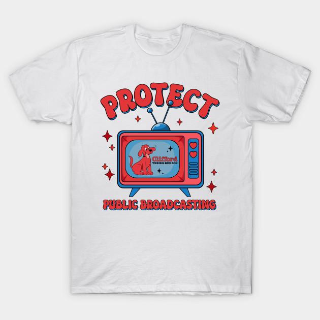 

Men Black Print T-shirt Protect Public Broadcasting Clifford Tv No-Cut Transfer Paper Print Cotton Tshirt L білий