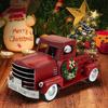 Vintage Christmas Red Truck Decoration, Warm White Twinkling Lights, Country Farmhouse Pickup Truck, Truck with Christmas Tree