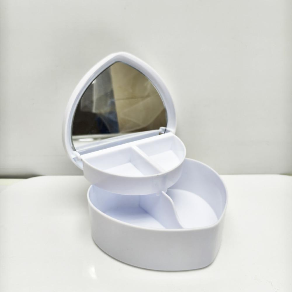 

Heart Shape Jewelry Box with Mirror Jewelry Case Boxes Large Capacity Make Up Container