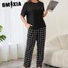 GMXIA Pajamas Women's Spring and Summer Thin Short-sleeved Trousers Homewear Suit