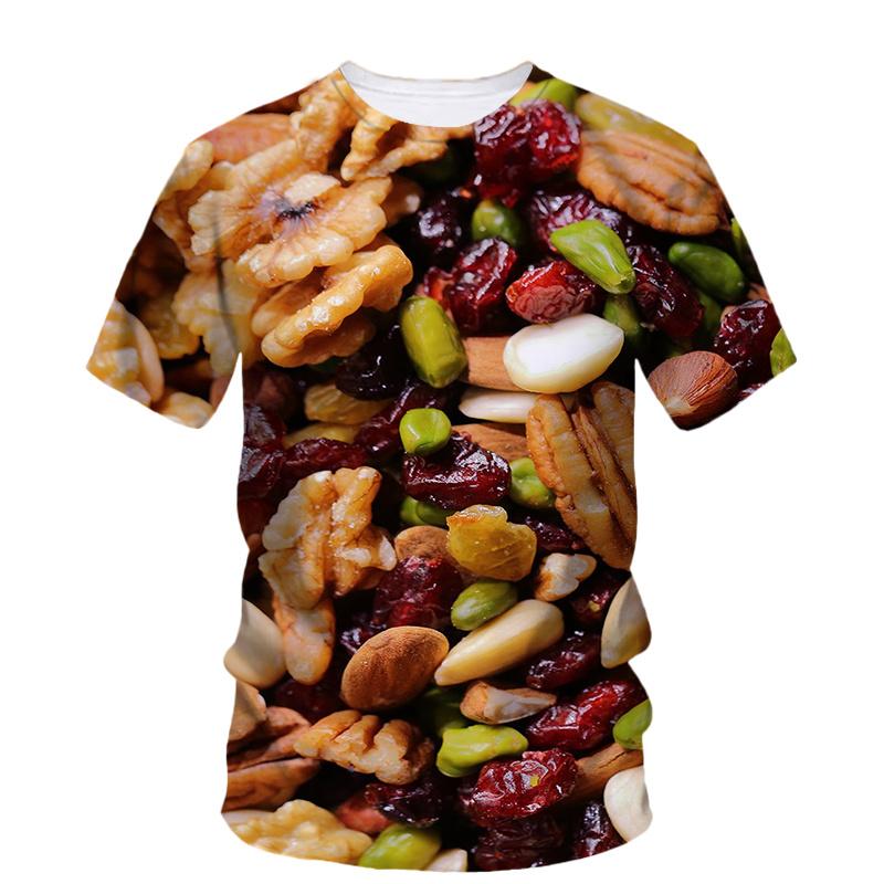 3d Printed Nuts Walnuts T Shirt For Men Summer Personality Food Dried Fruit Pattern