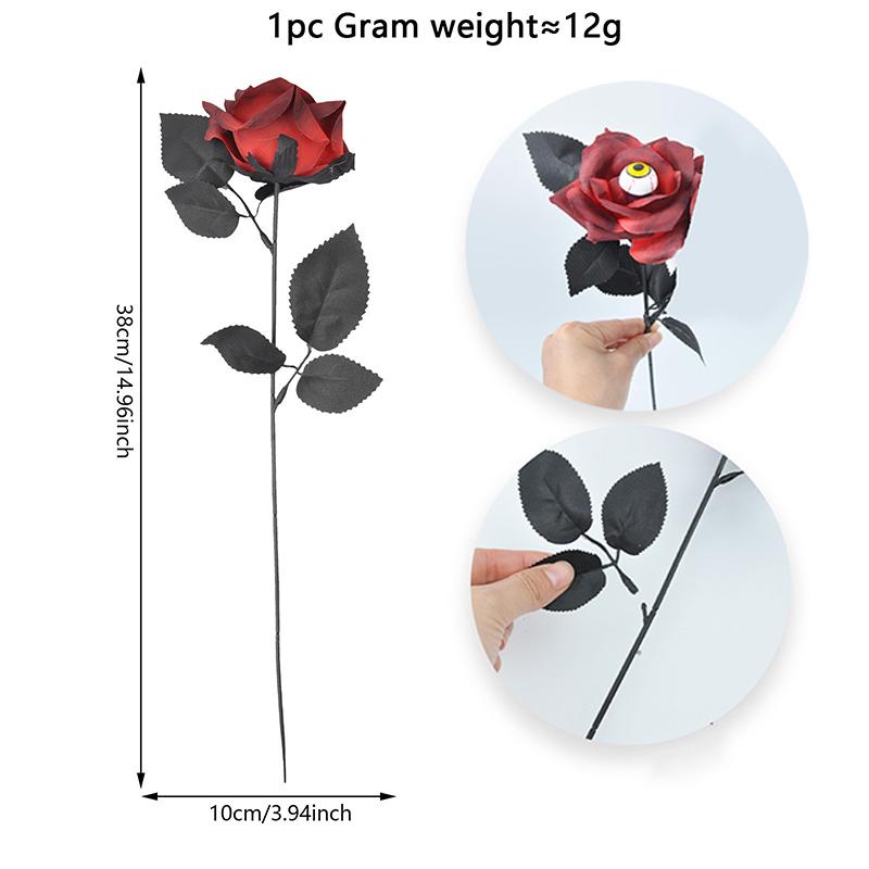 38CM Künstliche Schwarze Rose Mit Augapfel Kunstblume Horror Halloween Böse Cosplay Zubehör Kostümzubehör Heimdeko