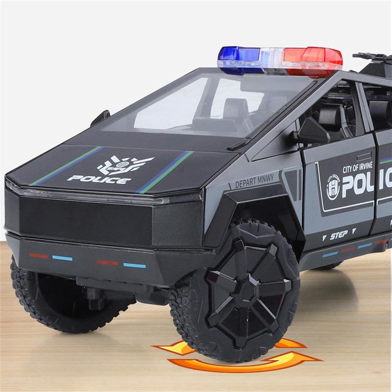 1/24 Tesla Cyber Trucks Alloy Pickup Car Model Diecast Metal Toy Off-road Vehicles Car Model Simulation Sound and Light Kids Gift