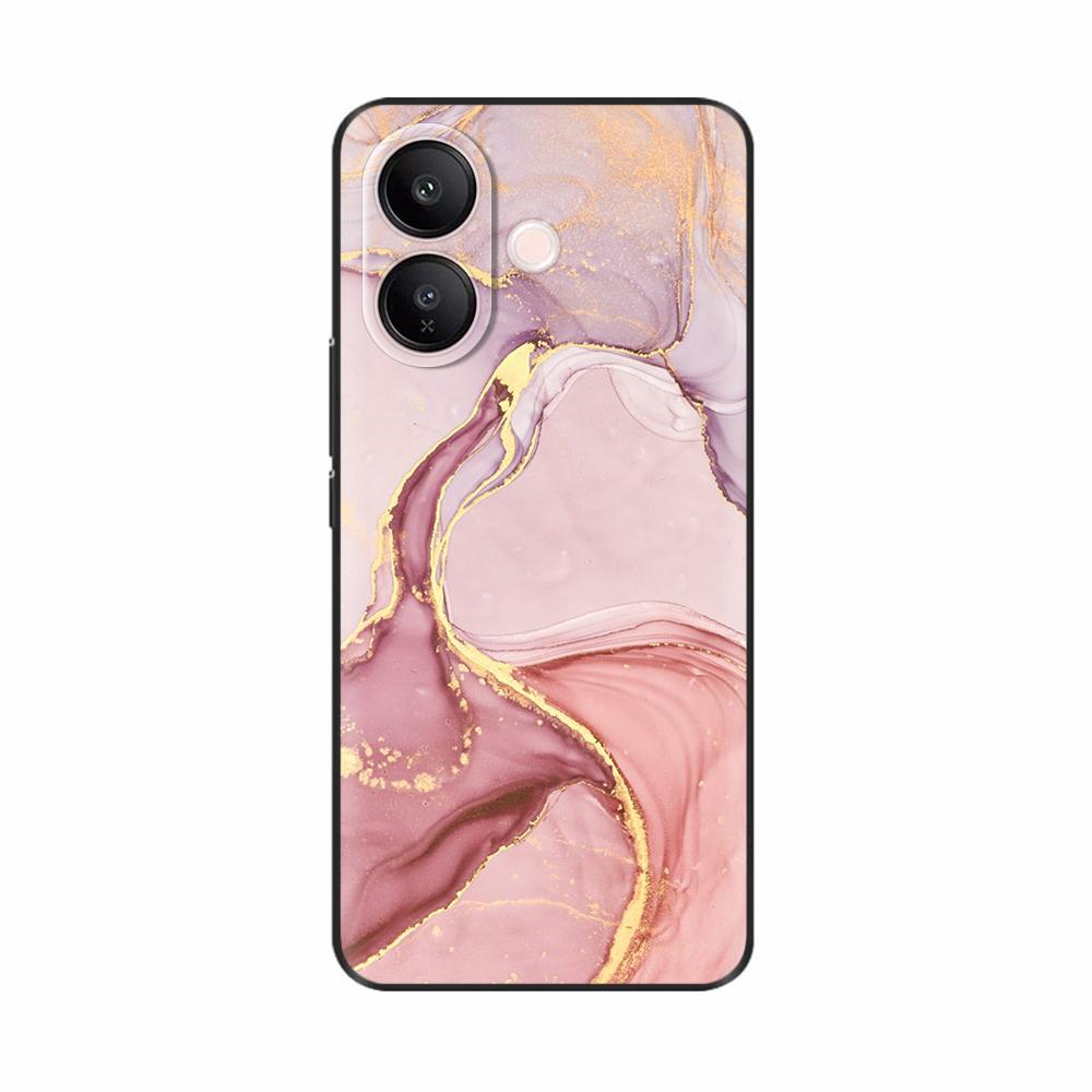 For Vivo V60 Lite 4G Phone Case Flowers Patterns Soft Black Silicone Protective Shell Back Cover For Vivo V60 VivoV60 Lite Funda