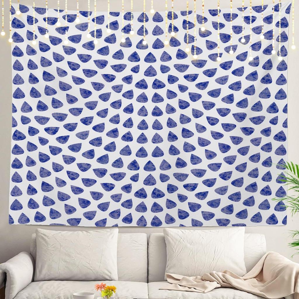 Blue Abstract Stripes Wall Tapestry,Modern Wall Hanging Large Tapestry Decoration Polyester Fiber White Hem Around for Dorm Room